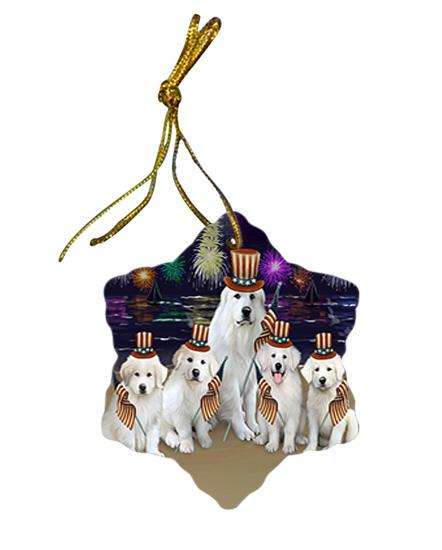 4th of July Independence Day Firework Great Pyrenees Dog Star Porcelain Ornament SPOR52036