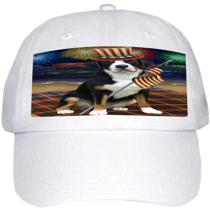 4th of July Independence Day Firework Greater Swiss Mountain Dog Ball Hat Cap HAT60030