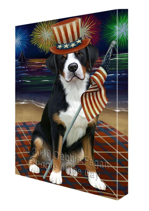 4th of July Independence Day Firework Greater Swiss Mountain Dog Canvas Print Wall Art Décor CVS85688