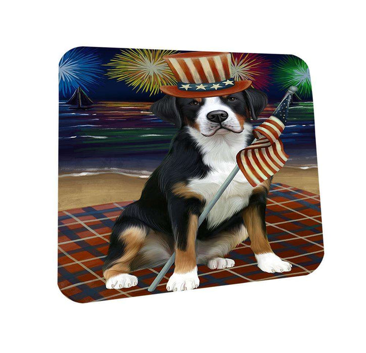 4th of July Independence Day Firework Greater Swiss Mountain Dog Coasters Set of 4 CST52006