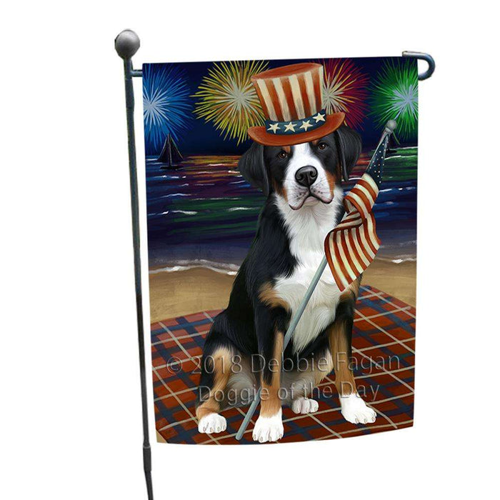 4th of July Independence Day Firework Greater Swiss Mountain Dog Garden Flag GFLG52044