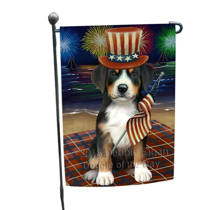 4th of July Independence Day Firework Greater Swiss Mountain Dog Garden Flag GFLG52046