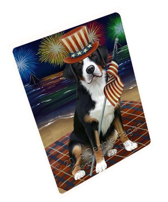 4th of July Independence Day Firework Greater Swiss Mountain Dog Large Refrigerator / Dishwasher Magnet RMAG72780