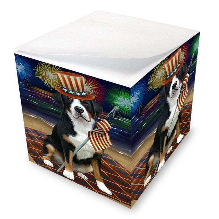 4th of July Independence Day Firework Greater Swiss Mountain Dog Note Cube NOC52047