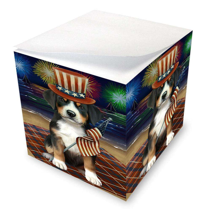 4th of July Independence Day Firework Greater Swiss Mountain Dog Note Cube NOC52049