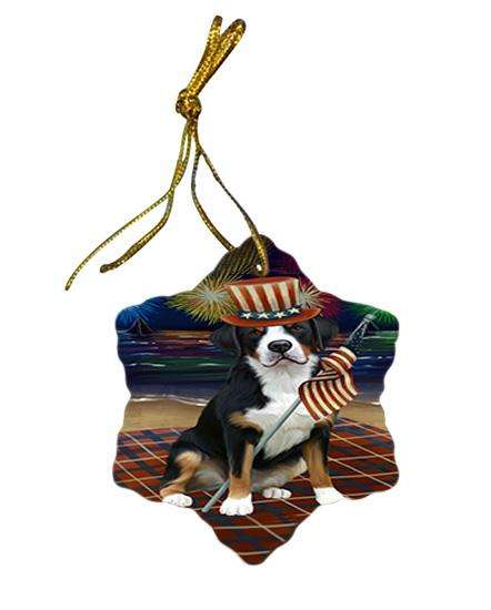 4th of July Independence Day Firework Greater Swiss Mountain Dog Star Porcelain Ornament SPOR52038