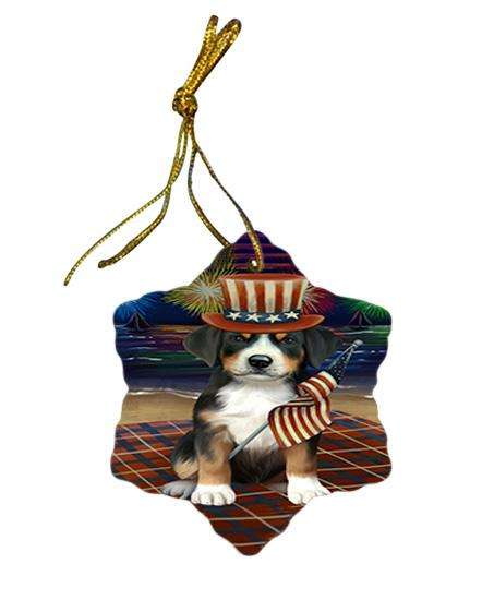 4th of July Independence Day Firework Greater Swiss Mountain Dog Star Porcelain Ornament SPOR52040