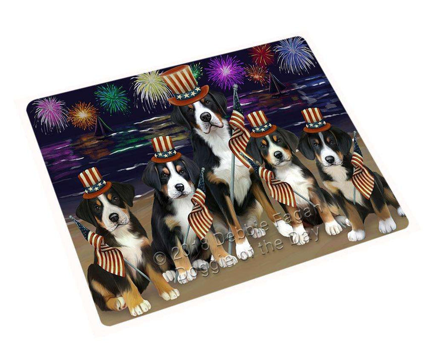 4th of July Independence Day Firework Greater Swiss Mountain Dogs Cutting Board C60393