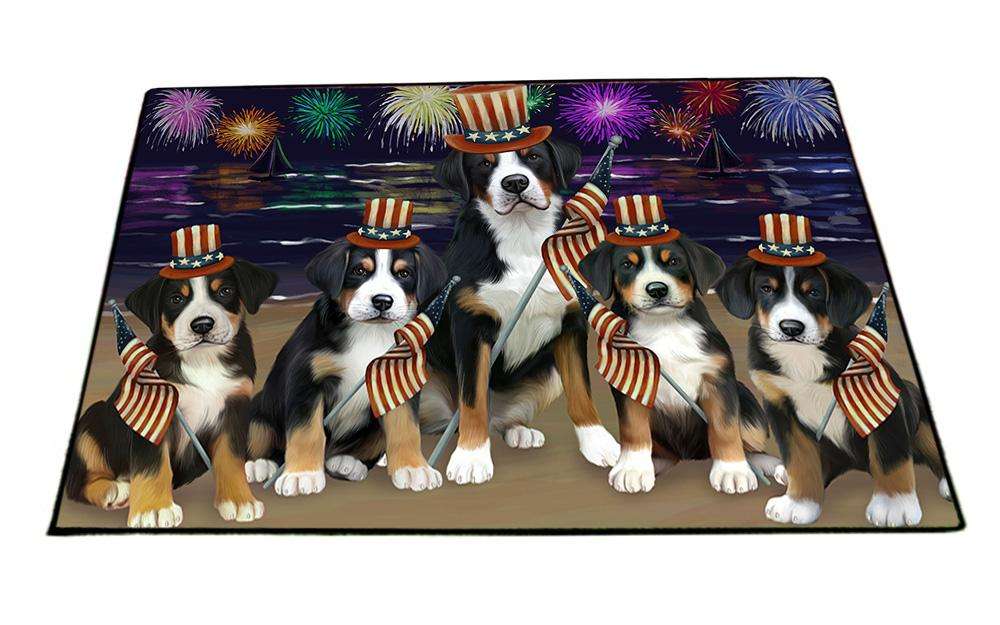 4th of July Independence Day Firework Greater Swiss Mountain Dogs Floormat FLMS51453
