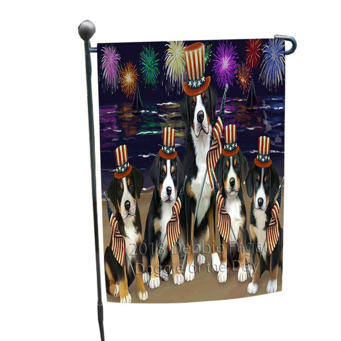 4th of July Independence Day Firework Greater Swiss Mountain Dogs Garden Flag GFLG52045