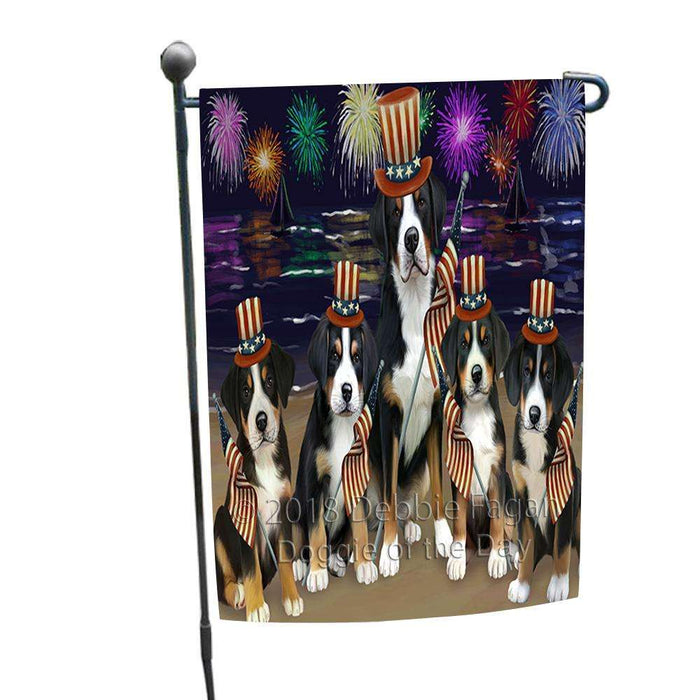 4th of July Independence Day Firework Greater Swiss Mountain Dogs Garden Flag GFLG52383
