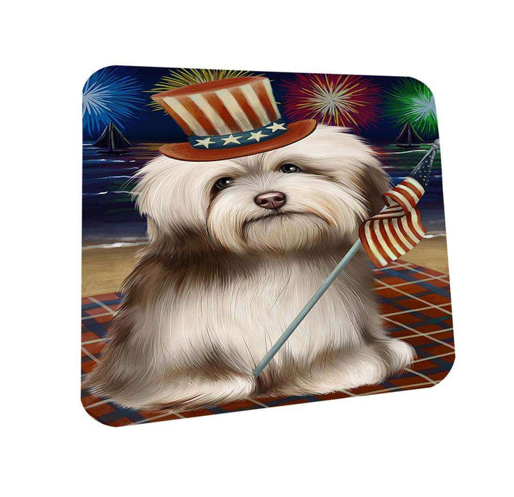 4th of July Independence Day Firework Havanese Dog Coasters Set of 4 CST48877