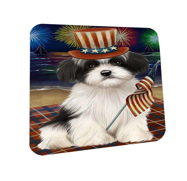 4th of July Independence Day Firework Havanese Dog Coasters Set of 4 CST48879
