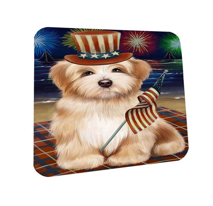 4th of July Independence Day Firework Havanese Dog Coasters Set of 4 CST48880