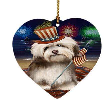 4th of July Independence Day Firework Havanese Dog Heart Christmas Ornament HPOR48918