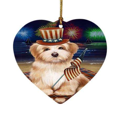 4th of July Independence Day Firework Havanese Dog Heart Christmas Ornament HPOR48921