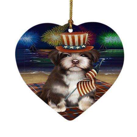 4th of July Independence Day Firework Havanese Dog Heart Christmas Ornament HPOR48922