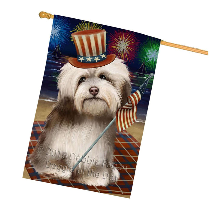 4th of July Independence Day Firework Havanese Dog House Flag FLG48883