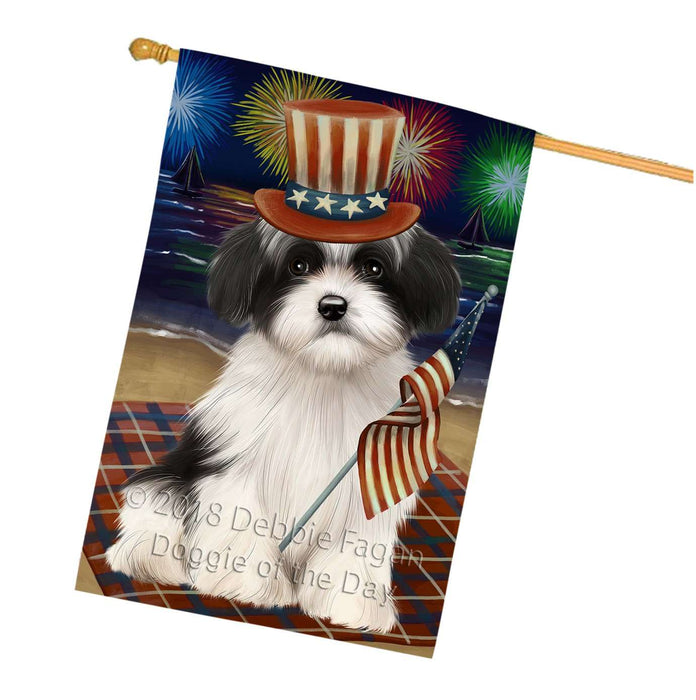 4th of July Independence Day Firework Havanese Dog House Flag FLG48885