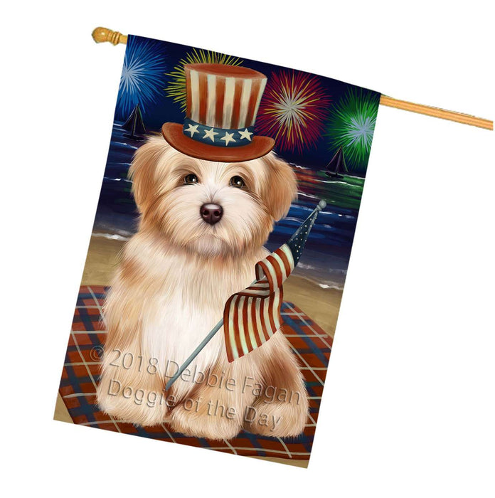 4th of July Independence Day Firework Havanese Dog House Flag FLG48886