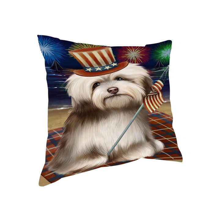 4th of July Independence Day Firework Havanese Dog Pillow PIL51528
