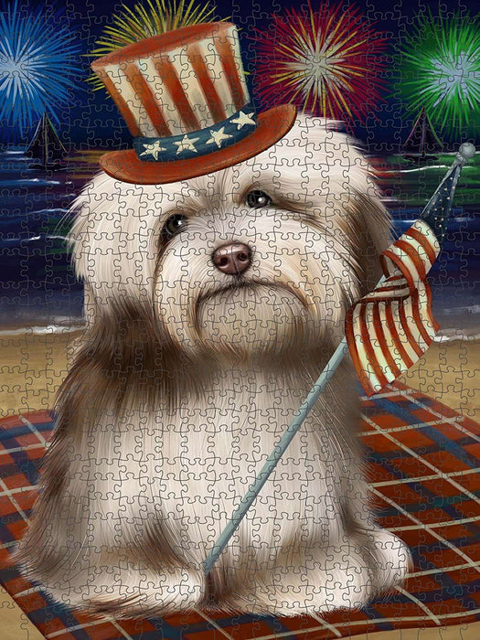 4th of July Independence Day Firework Havanese Dog Puzzle with Photo Tin PUZL50937