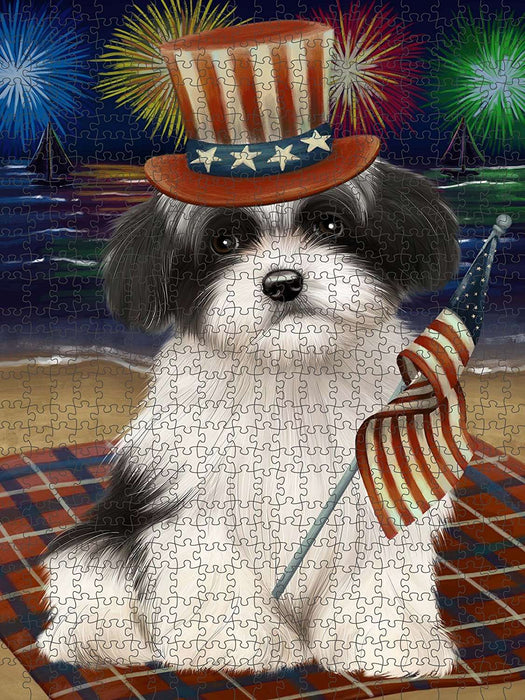 4th of July Independence Day Firework Havanese Dog Puzzle with Photo Tin PUZL50943