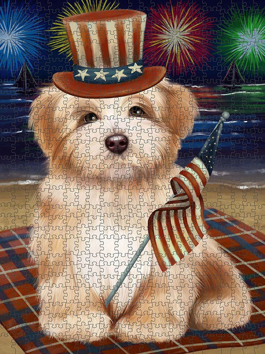 4th of July Independence Day Firework Havanese Dog Puzzle with Photo Tin PUZL50946