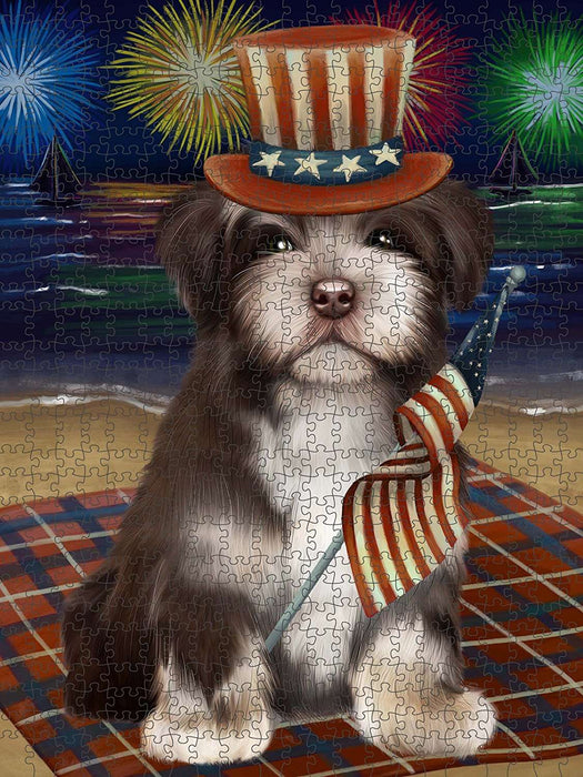 4th of July Independence Day Firework Havanese Dog Puzzle with Photo Tin PUZL50949