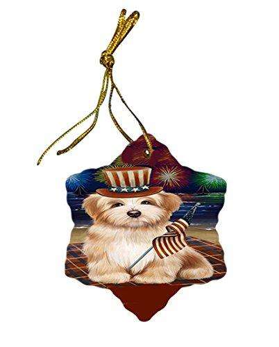 4th of July Independence Day Firework Havanese Dog Star Porcelain Ornament SPOR48913