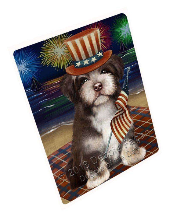 4th of July Independence Day Firework Havanese Dog Tempered Cutting Board C50634
