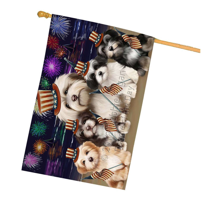 4th of July Independence Day Firework Havanese Dogs House Flag FLG48884