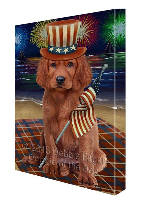 4th of July Independence Day Firework Irish Setter Dog Canvas Print Wall Art Décor CVS85733