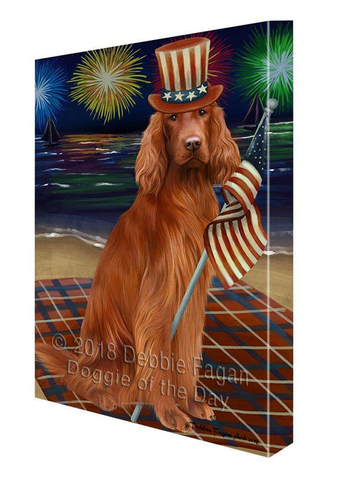 4th of July Independence Day Firework Irish Setter Dog Canvas Print Wall Art Décor CVS88757