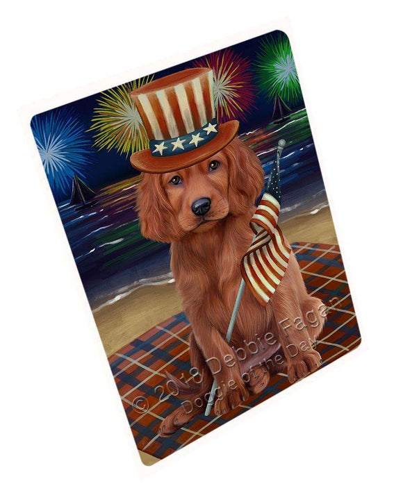 4th of July Independence Day Firework Irish Setter Dog Large Refrigerator / Dishwasher Magnet RMAG72810