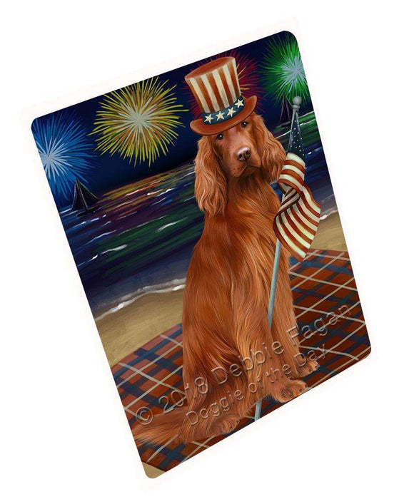4th of July Independence Day Firework Irish Setter Dog Large Refrigerator / Dishwasher Magnet RMAG74826
