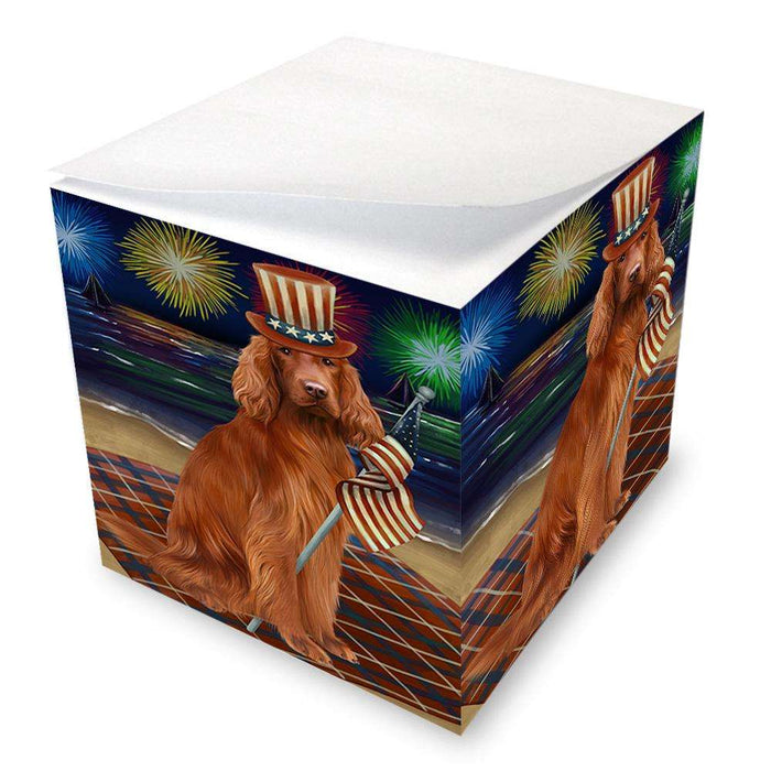 4th of July Independence Day Firework Irish Setter Dog Note Cube NOC52050