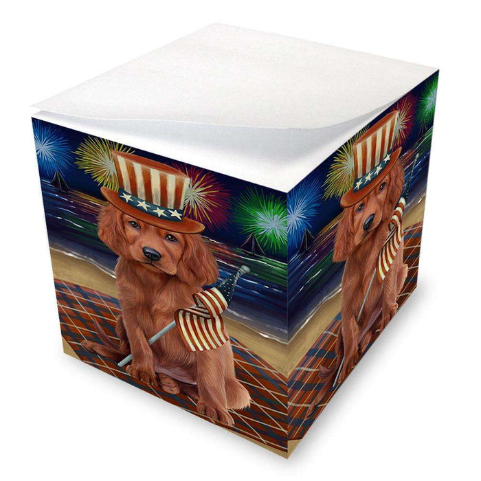 4th of July Independence Day Firework Irish Setter Dog Note Cube NOC52052