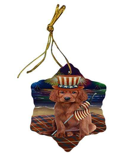 4th of July Independence Day Firework Irish Setter Dog Star Porcelain Ornament SPOR52433
