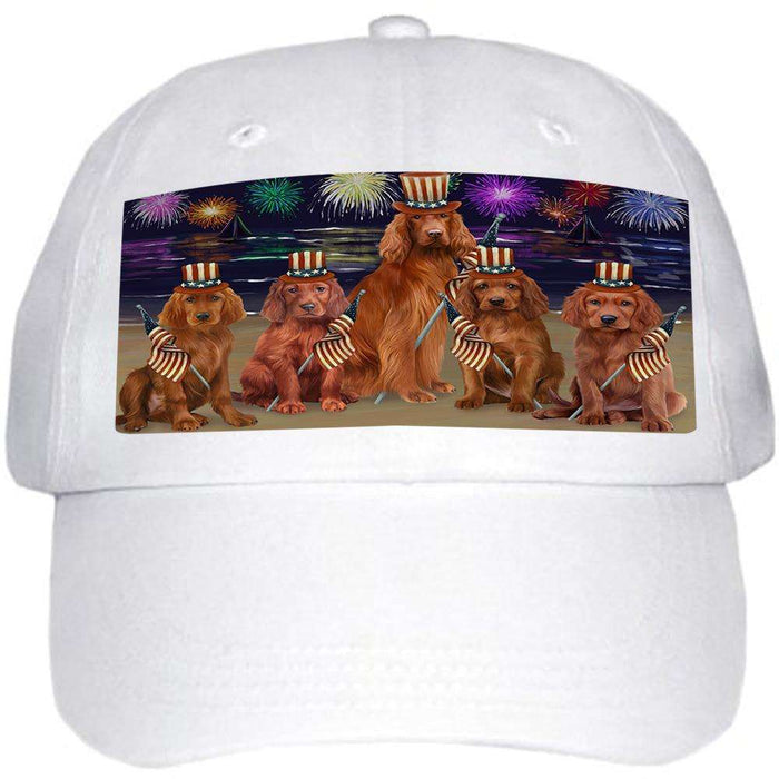 4th of July Independence Day Firework Irish Setters Dog Ball Hat Cap HAT60042