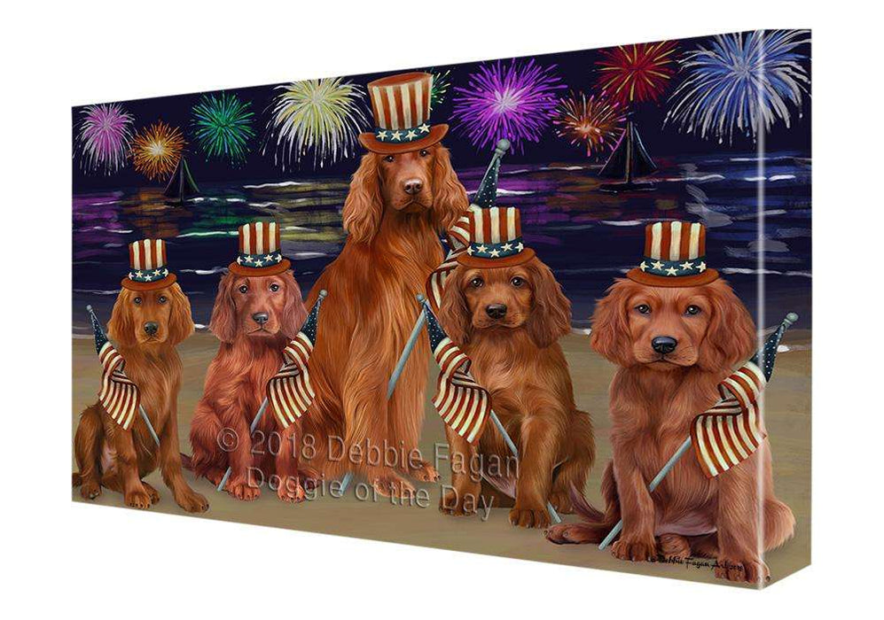4th of July Independence Day Firework Irish Setters Dog Canvas Print Wall Art Décor CVS85724
