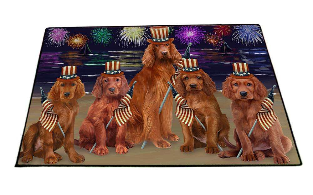 4th of July Independence Day Firework Irish Setters Dog Floormat FLMS51456