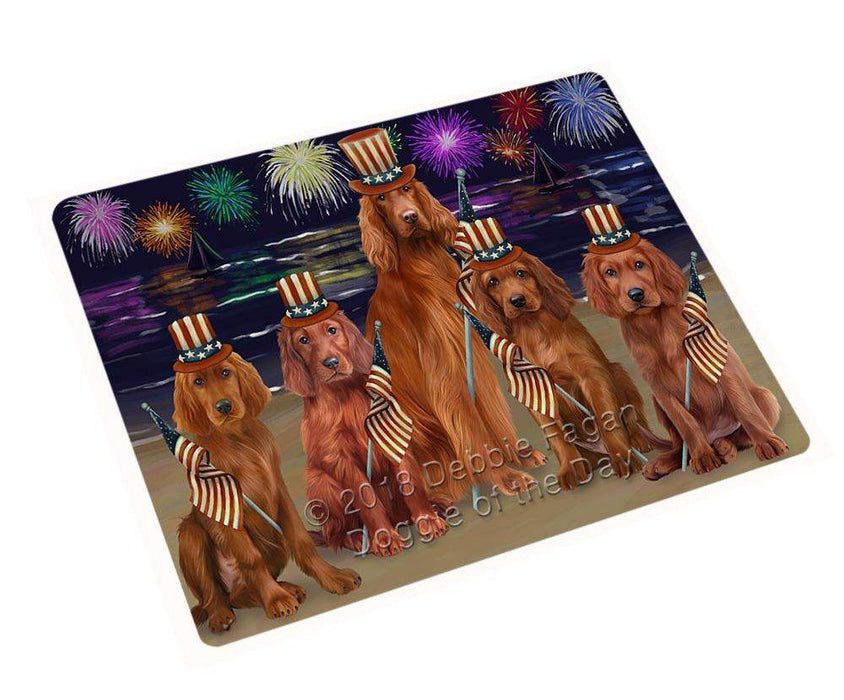 4th of July Independence Day Firework Irish Setters Dog Large Refrigerator / Dishwasher Magnet RMAG72804