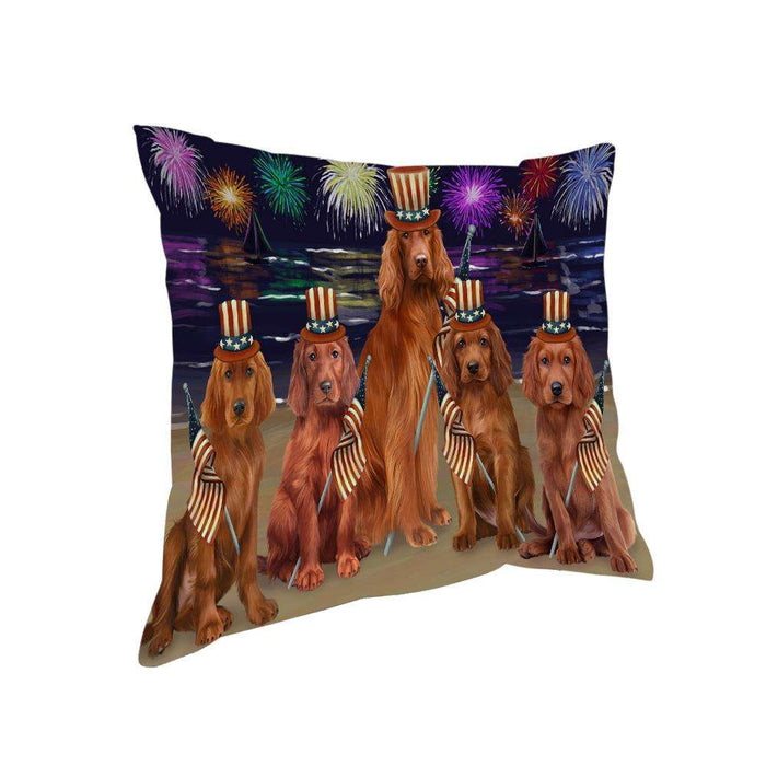 4th of July Independence Day Firework Irish Setters Dog Pillow PIL64568