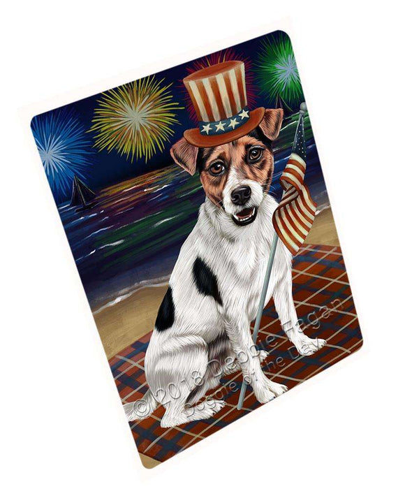 4th of July Independence Day Firework Jack Russell Terrier Dog Blanket BLNKT55911 (37x57 Sherpa)