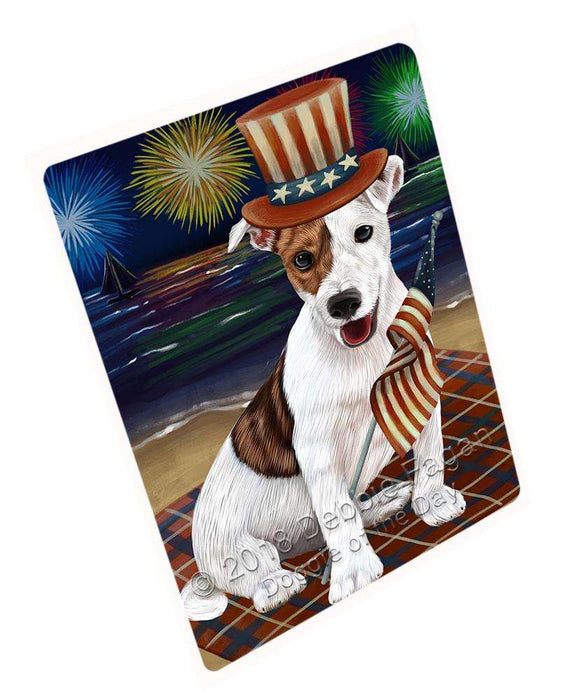 4th of July Independence Day Firework Jack Russell Terrier Dog Blanket BLNKT55929 (37x57 Sherpa)