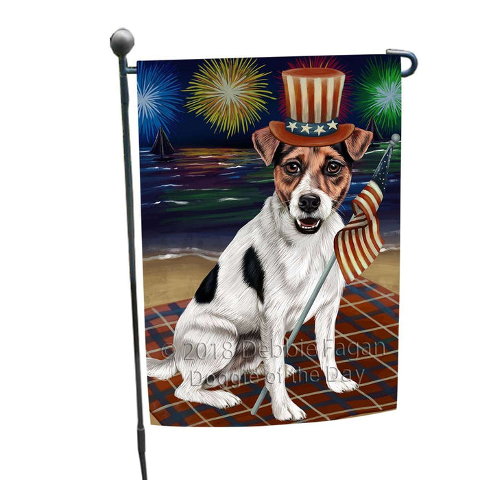 4th of July Independence Day Firework Jack Russell Terrier Dog Garden Flag GFLG48832