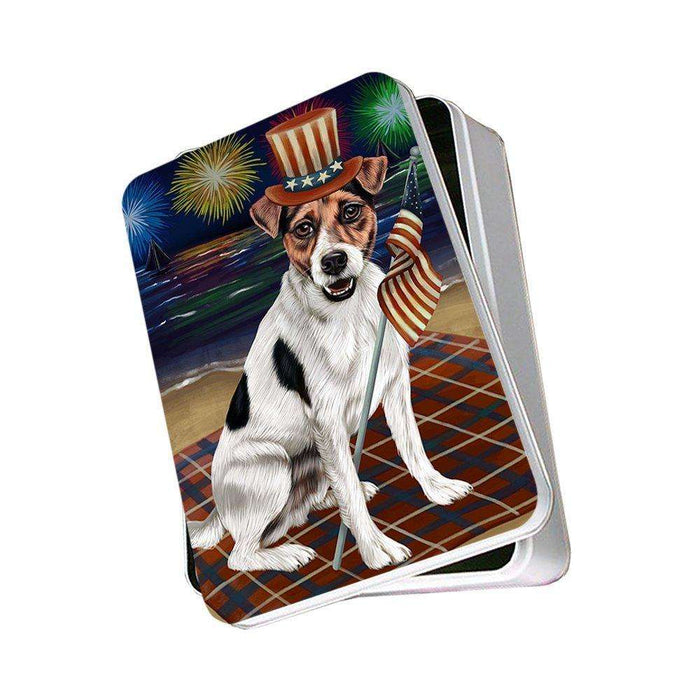 4th of July Independence Day Firework Jack Russell Terrier Dog Photo Storage Tin PITN48923