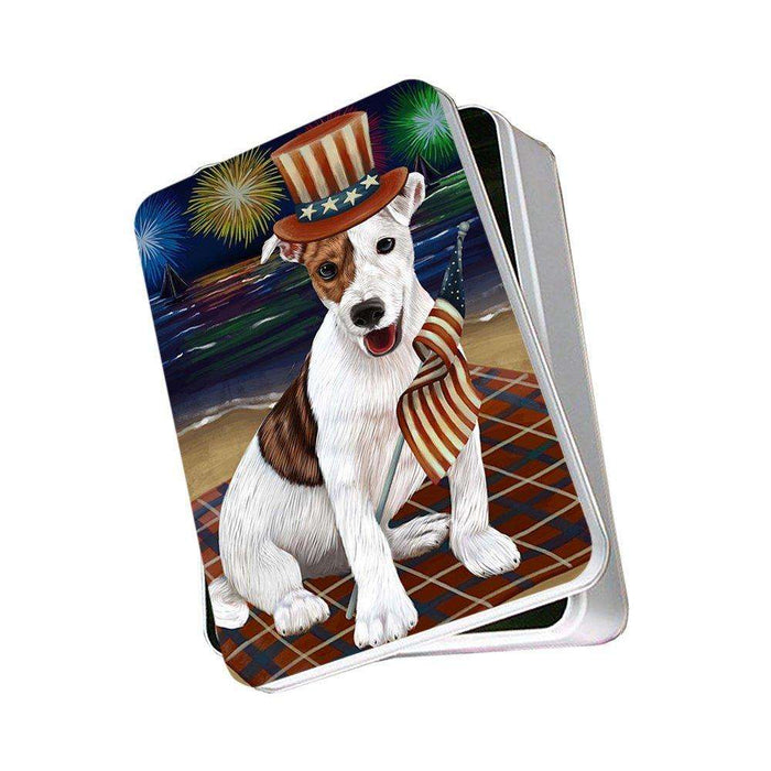 4th of July Independence Day Firework Jack Russell Terrier Dog Photo Storage Tin PITN48925