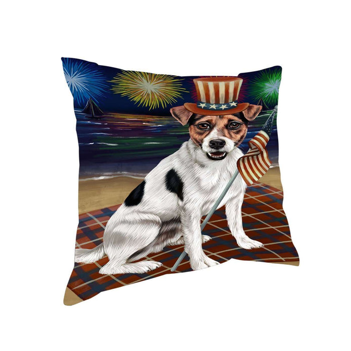 4th of July Independence Day Firework Jack Russell Terrier Dog Pillow PIL51548